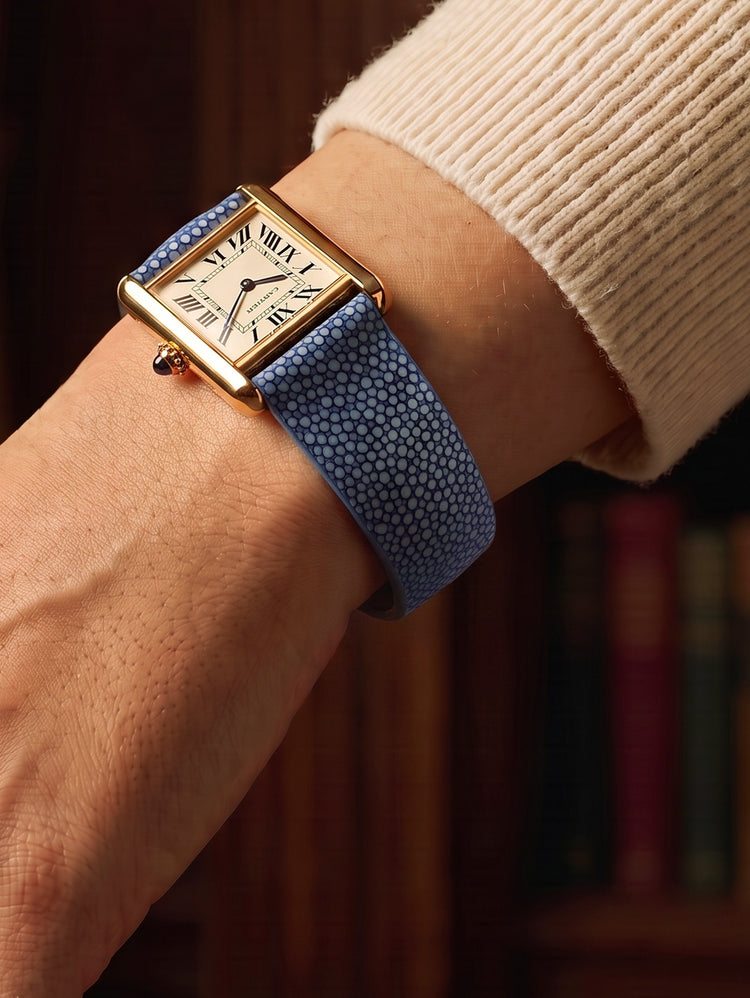 Bracelet-montre cuir - Galuchat Bleu jean