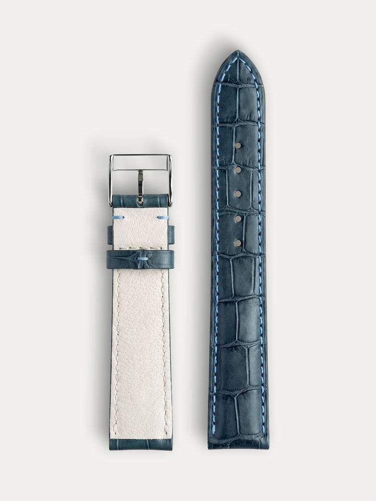 Bracelet cuir classique – Alligator Radika Bleu