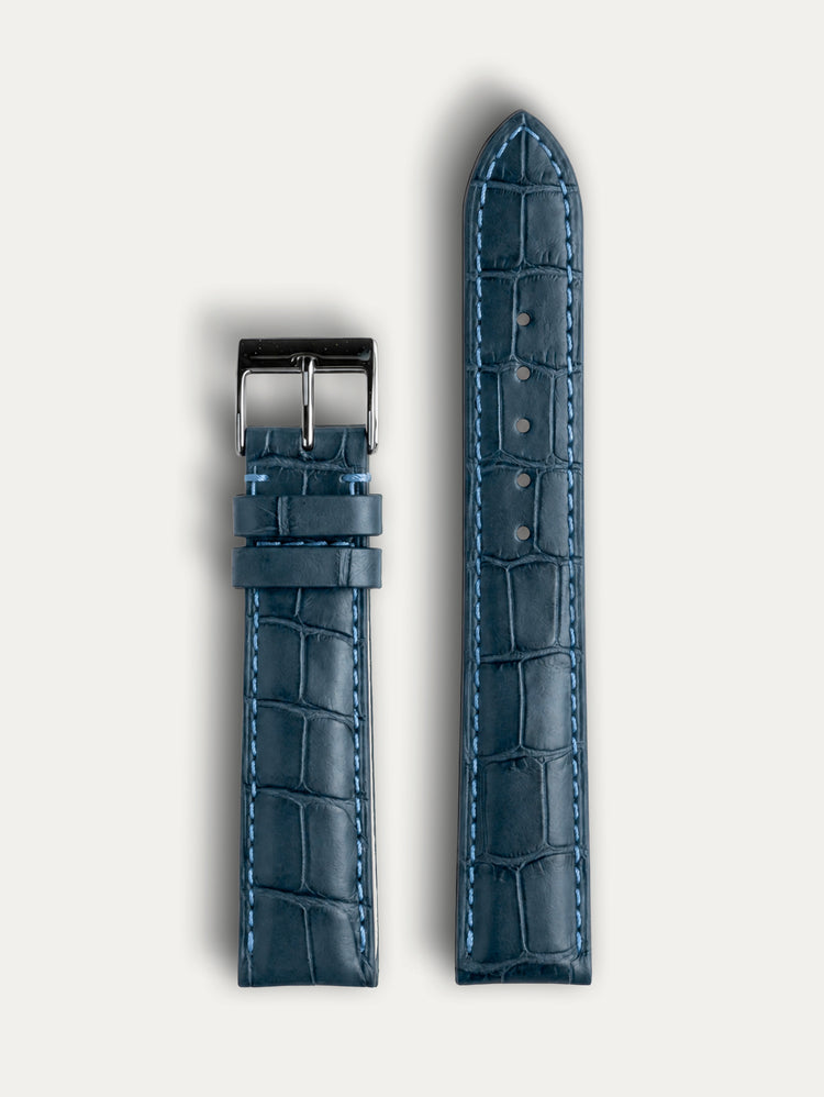 Bracelet cuir classique – Alligator Radika Bleu