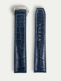 Bracelet Agent pour Omega – Alligator bleu marine, couture bleu jean