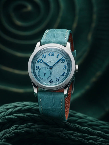 Bracelet cuir classique "Onirique" - Alligator nubuck bleu lagon