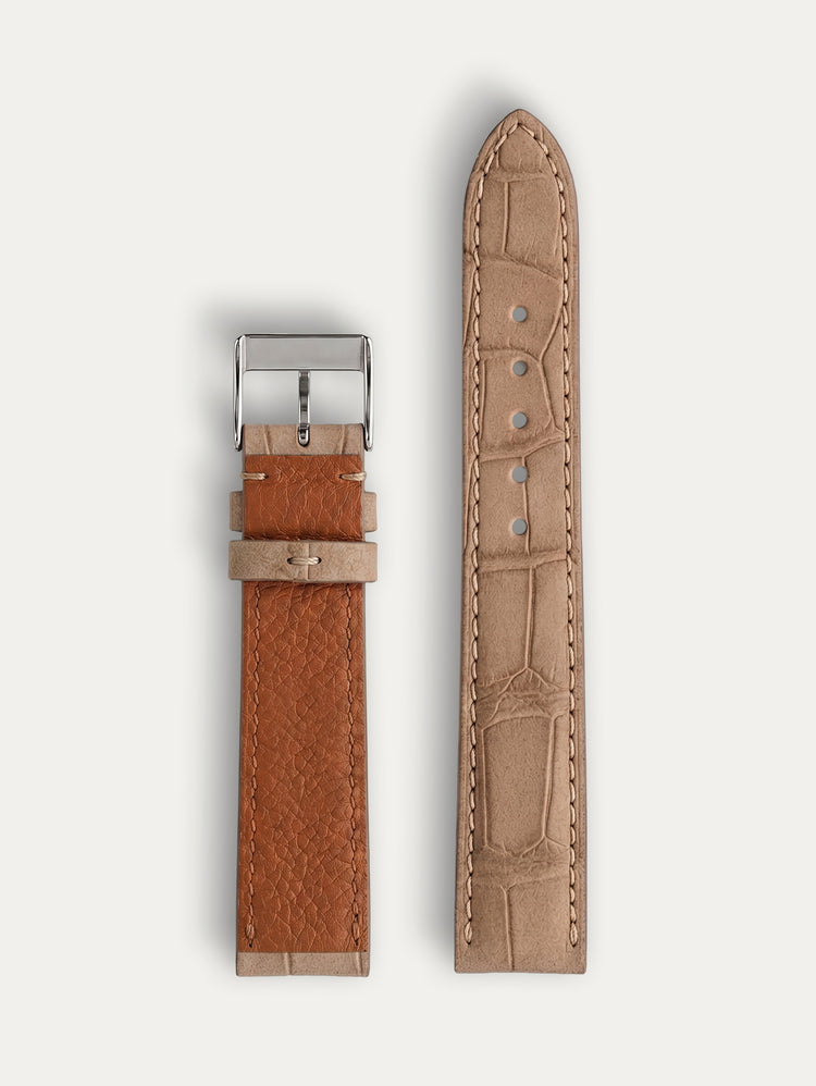 Bracelet cuir classique "Onirique" - Alligator nubuck sable