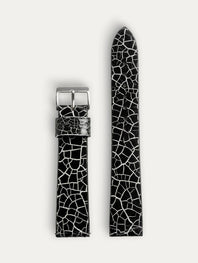 "Porcelain" Leather Watch Strap - Black Sturgeon