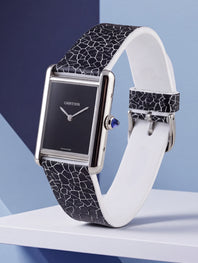 "Porcelain" Leather Watch Strap - Black Sturgeon