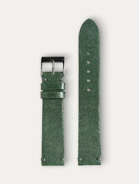 "Upcycled" leather watch strap - Bottle green roussette