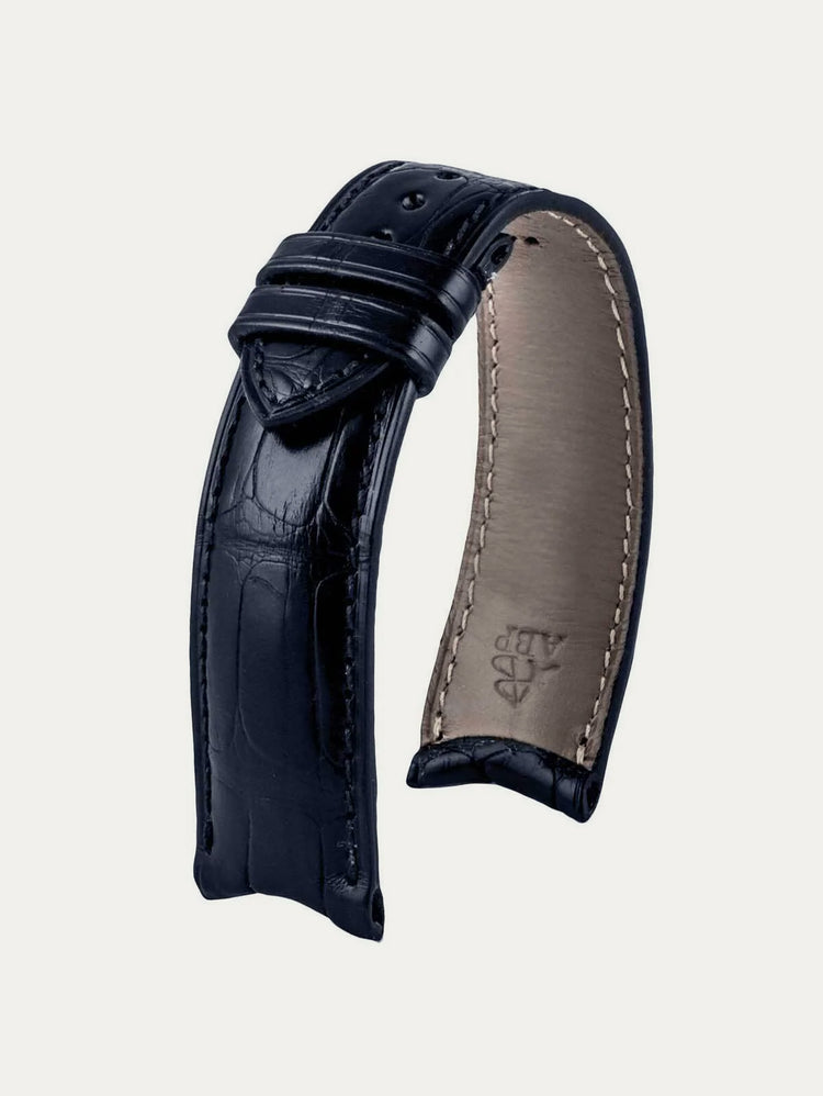 Curved lugs - Leather watch strap - Alligator (black, brown, grey, blue)