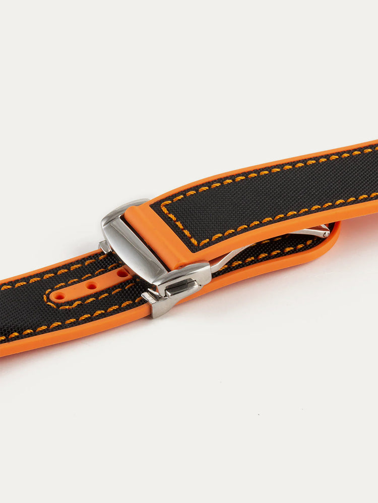 Omega Speedmaster / Seamaster - Integrated Rubber Watch Strap - Rubber (black, orange)
