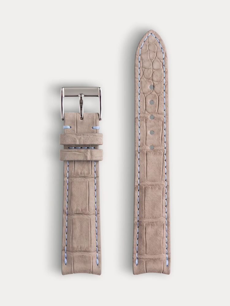 Bracelet alligator nubuck gris 20/16 pour Rolex Perpetual Padellone