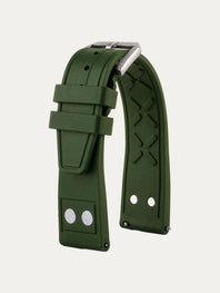IWC Pilot-style rubber watch strap with rivets - Rubber (black, grey, blue, green, brown...)