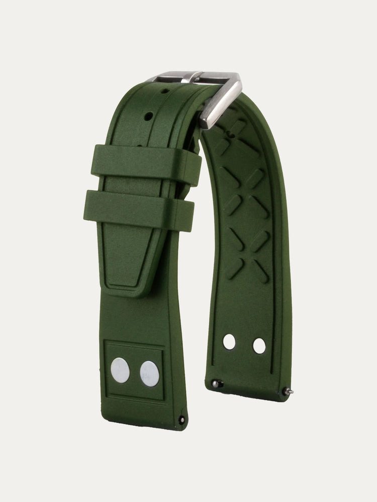 IWC Pilot-style rubber watch strap with rivets - Rubber (black, grey, blue, green, brown...)