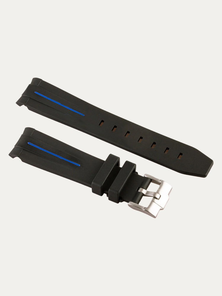 Rolex – Integrated FKM Rubber Watch Strap with Pin Buckle – Striped Black Rubber