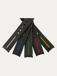Rolex – Integrated FKM Rubber Watch Strap with Pin Buckle – Striped Black Rubber