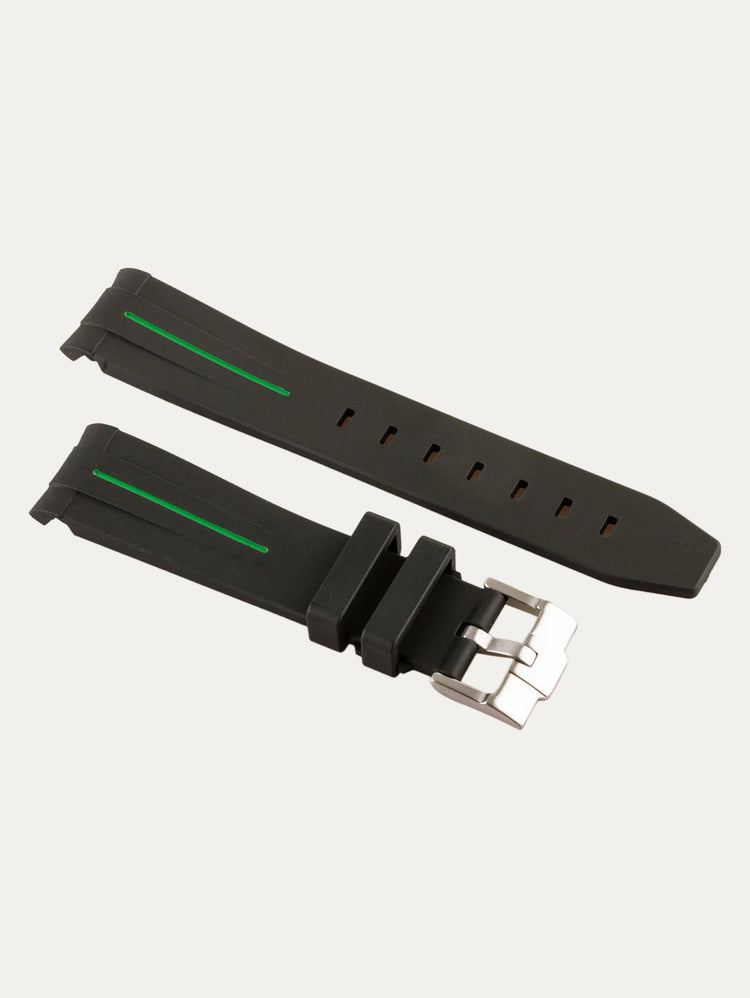 Rolex – Integrated FKM Rubber Watch Strap with Pin Buckle – Striped Black Rubber