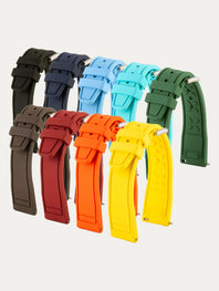 IWC Pilot style rubber watch strap - Rubber (black, blue, green, brown, red...)