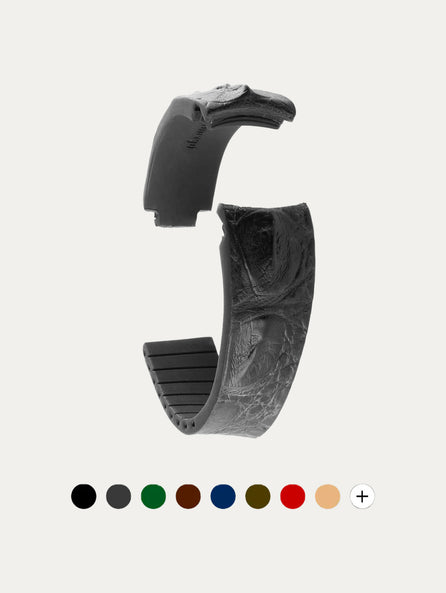 Rolex – Bracelet montre cuir R Strap – Alligator corné (noir, marron, bleu, gris, rouge, vert...)