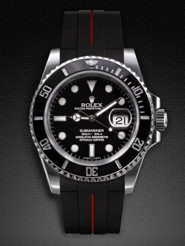 Rolex - Rubber B - Bracelet caoutchouc pour Submariner 40mm Ceramic - Série boucle ardillon