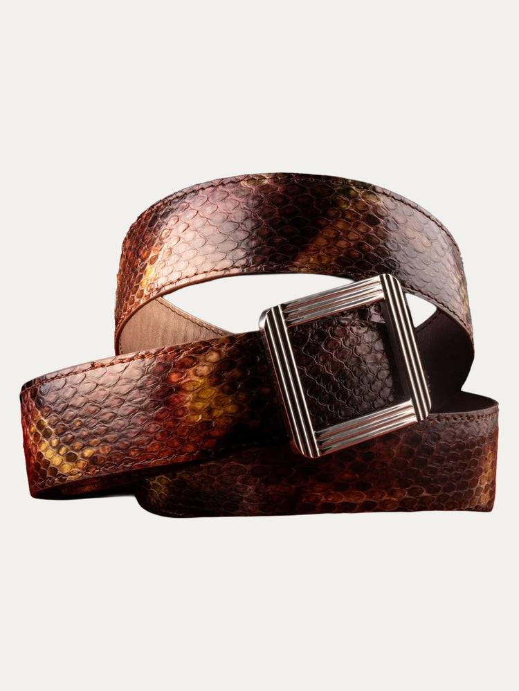 ABP leather belt + steel buckle – Glossy python