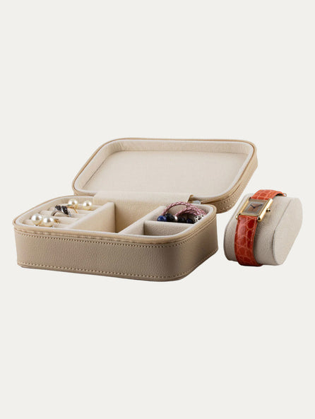 Boite à montres et bijoux "Milady"- Etui de voyage pour 1 montre - Beige, noir