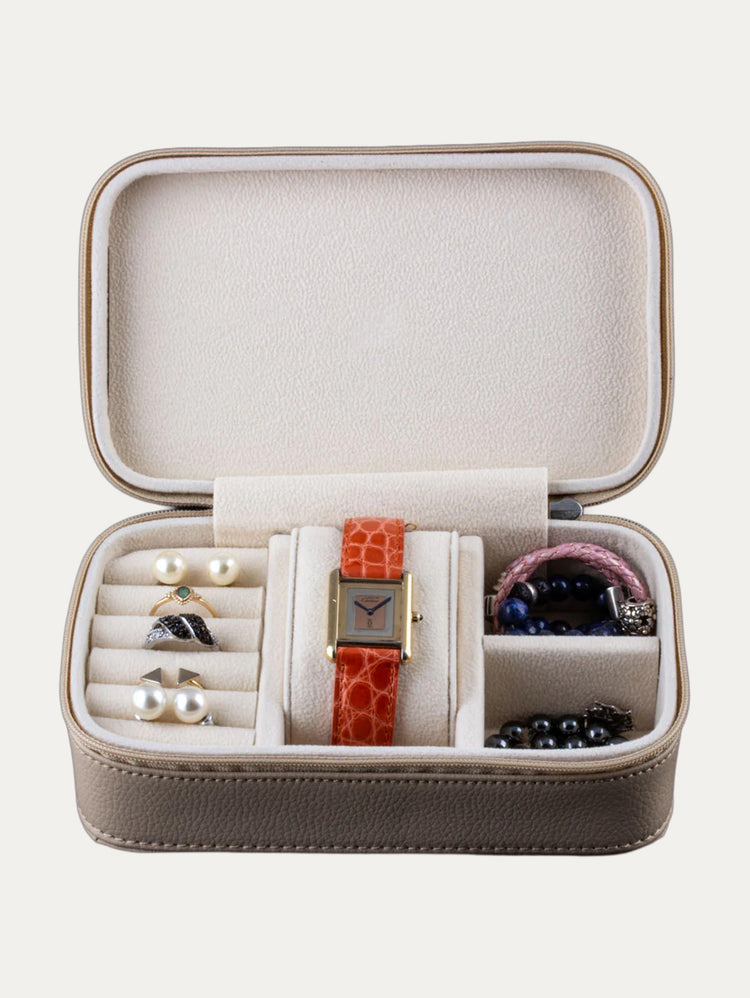 Boite à montres et bijoux "Milady"- Etui de voyage pour 1 montre - Beige, noir