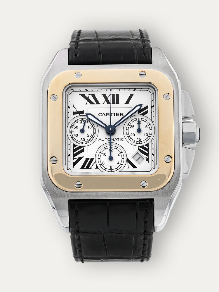 Cartier Santos 100 XL (classic or chronograph version) – Alligator Strap