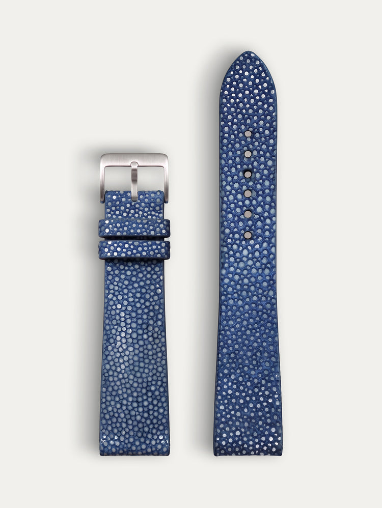 Bracelet-montre cuir - Galuchat Bleu jean