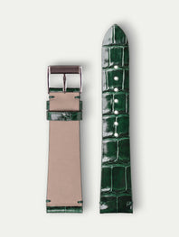 "Retro" leather watch strap – Glossy alligator