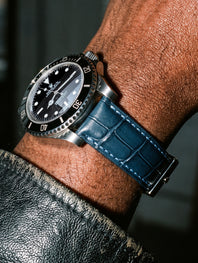 Bracelet cuir classique – Alligator Radika Bleu