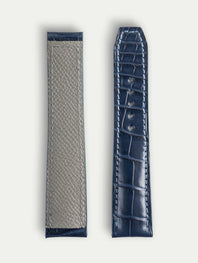 Bracelet Agent pour Omega – Alligator bleu marine, couture bleu jean