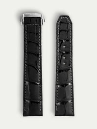 Bracelet Ombre pour Omega – Alligator noir Dark Night, couture grise