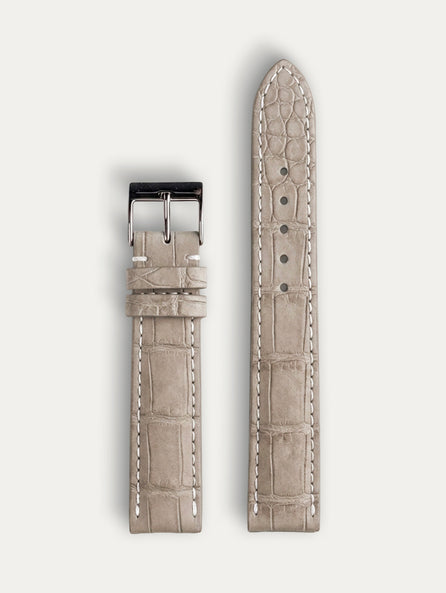 "Onirique" Classic Leather Bracelet - Sand Nubuck Alligator