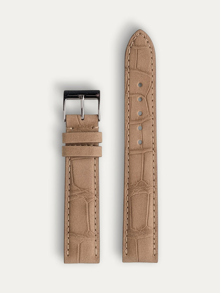 Bracelet cuir classique "Onirique" - Alligator nubuck sable