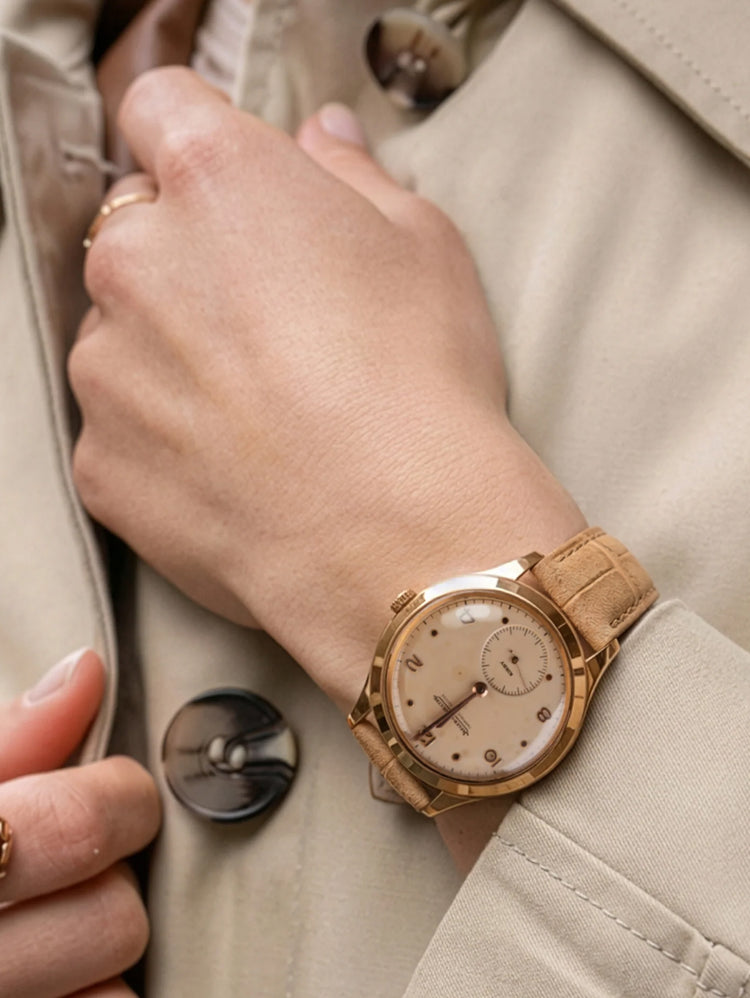 Bracelet cuir classique "Onirique" - Alligator nubuck sable