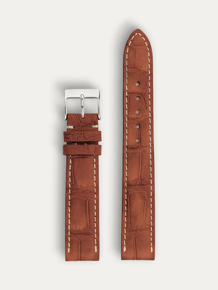 Bracelet cuir classique "Onirique" - Alligator nubuck Terracotta
