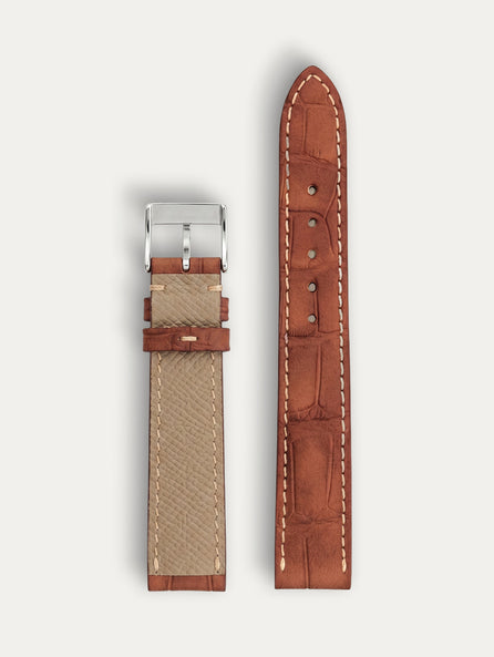 Bracelet cuir classique "Onirique" - Alligator nubuck Terracotta