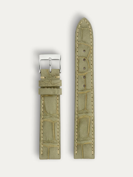 Bracelet cuir classique "Onirique" - Alligator nubuck vert