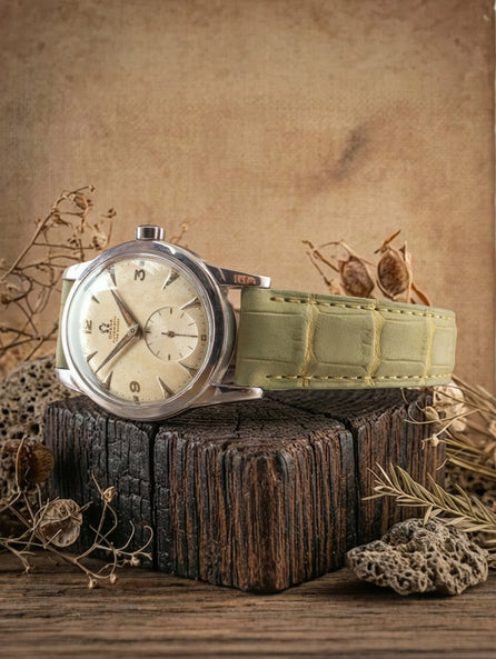 Bracelet cuir classique "Onirique" - Alligator nubuck vert