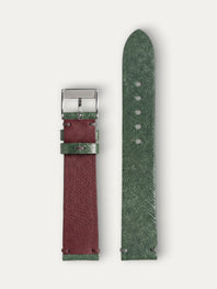 "Upcycled" leather watch strap - Bottle green roussette