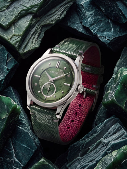 Bracelet montre cuir "Upcycling"- Roussette vert bouteille