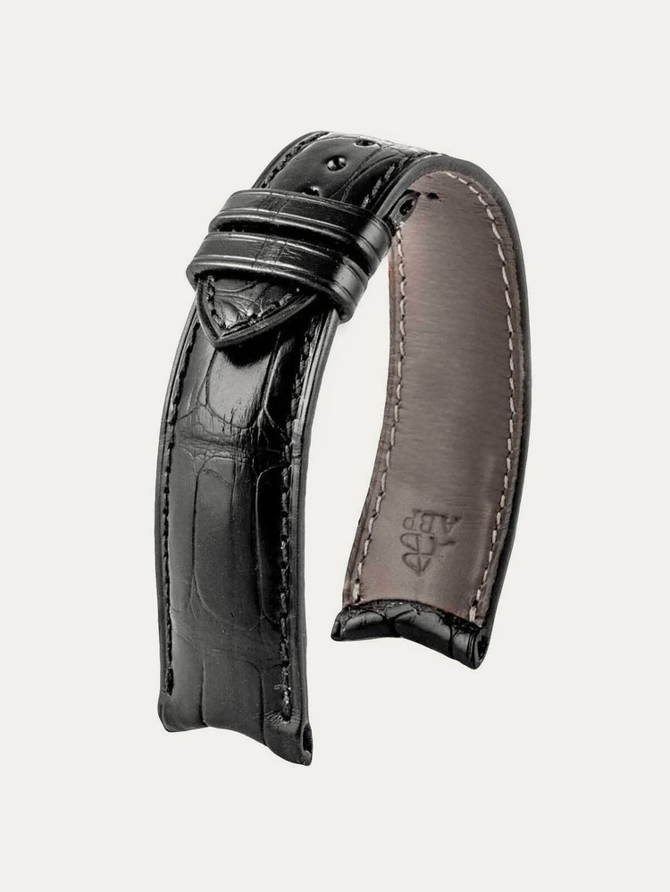 Curved lugs - Leather watch strap - Alligator (black, brown, grey, blue)