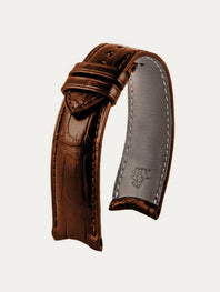 Curved lugs - Leather watch strap - Alligator (black, brown, grey, blue)