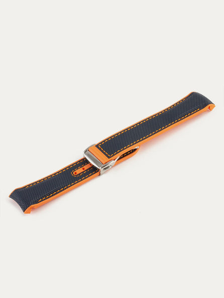 Omega Speedmaster / Seamaster - Bracelet-montre intégré caoutchouc - Rubber (noir,orange)