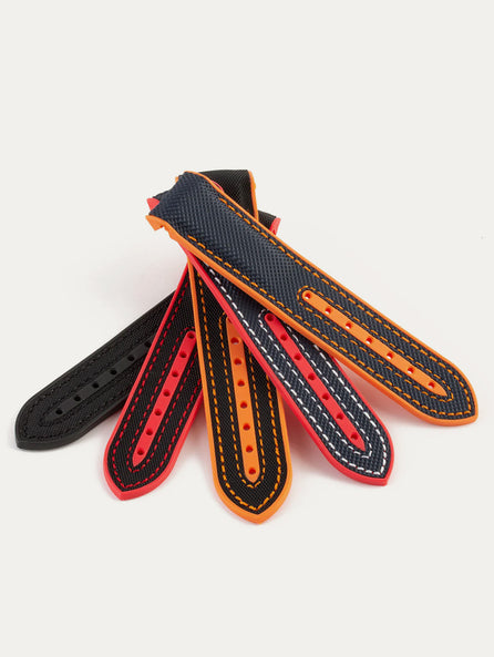 Omega Speedmaster / Seamaster - Bracelet-montre intégré caoutchouc - Rubber (noir,orange)