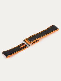 Omega Speedmaster / Seamaster - Integrated Rubber Watch Strap - Rubber (black, orange)