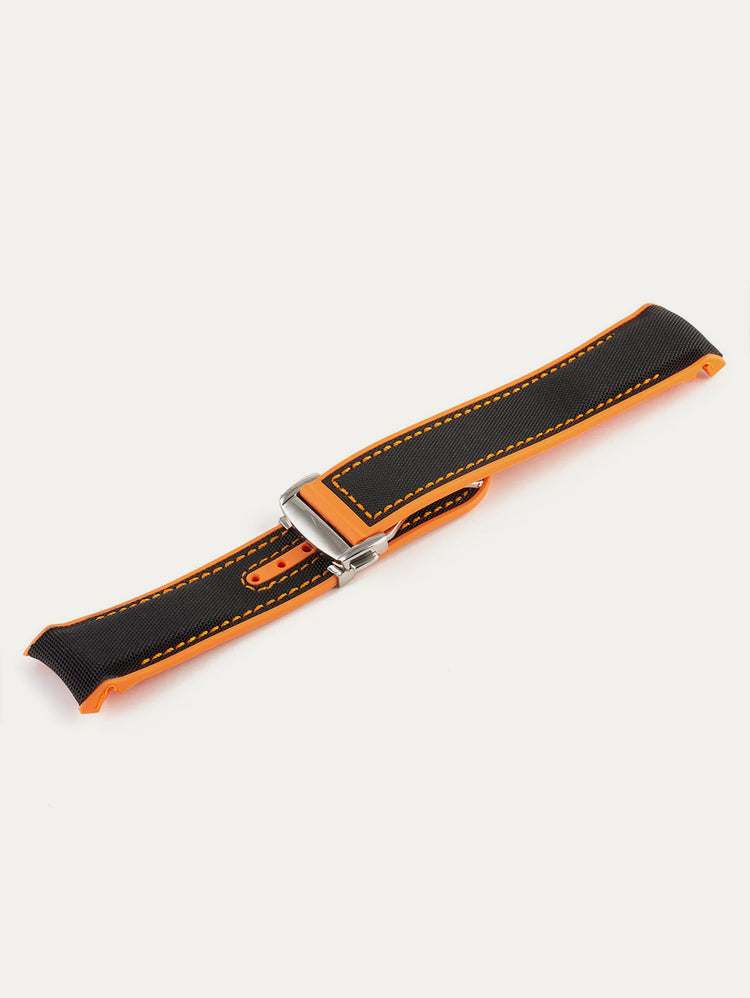 Omega Speedmaster / Seamaster - Integrated Rubber Watch Strap - Rubber (black, orange)