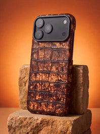 Coque cuir pour iPhone 18 Pro & 18 Pro Max - Alligator Ambre