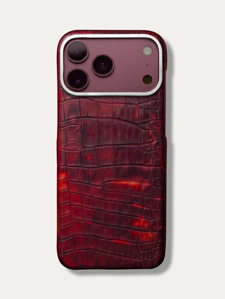 Leather Case for iPhone 18 Pro / 18 Pro Max - Alligator Magma