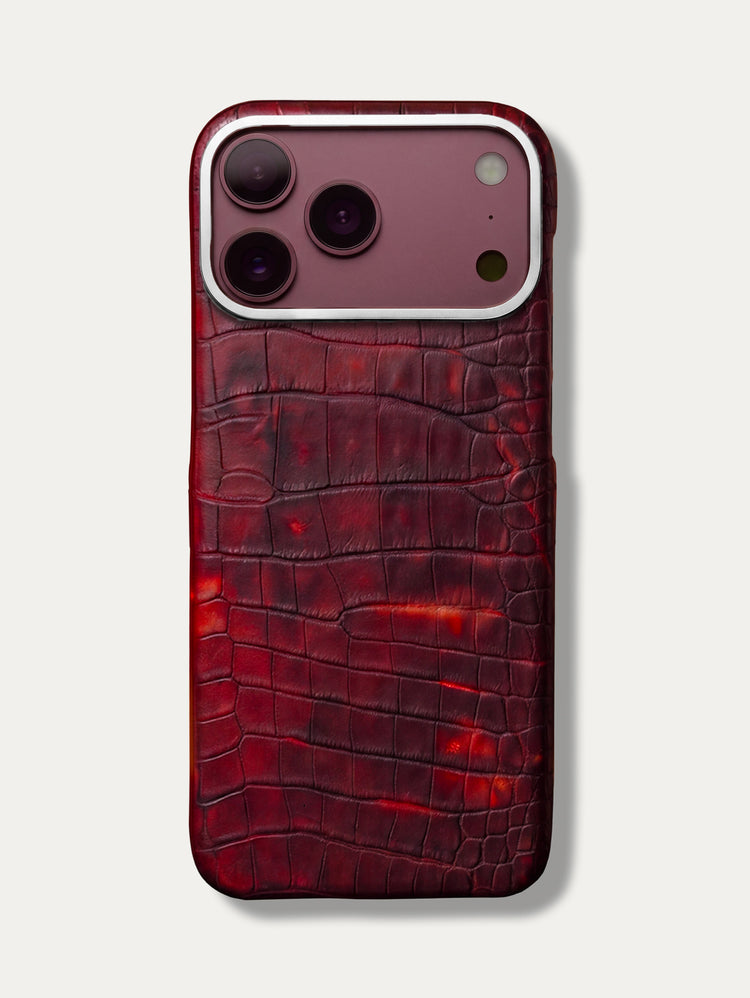 Leather Case for iPhone 18 Pro / 18 Pro Max - Alligator Magma