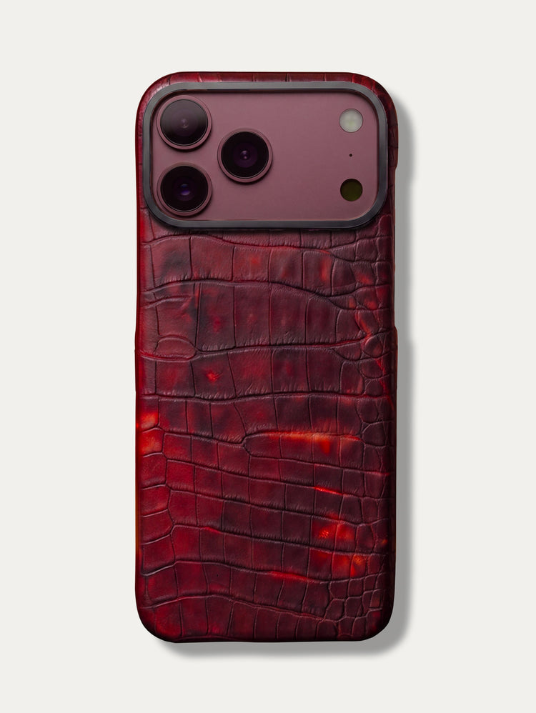 Leather Case for iPhone 18 Pro / 18 Pro Max - Alligator Magma