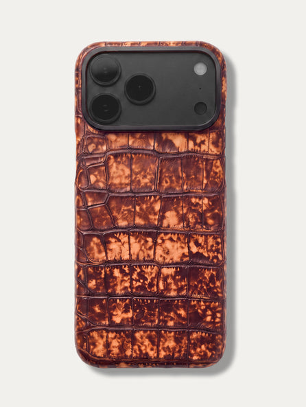 Leather Case for iPhone 18 Pro / 18 Pro Max - Alligator Amber