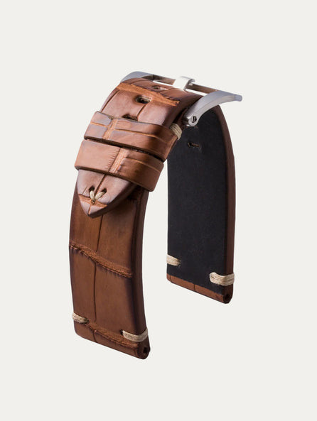 Panerai Luminor - Bracelet-montre cuir vintage - Alligator (noir, marron, bleu, kaki, rouge...)